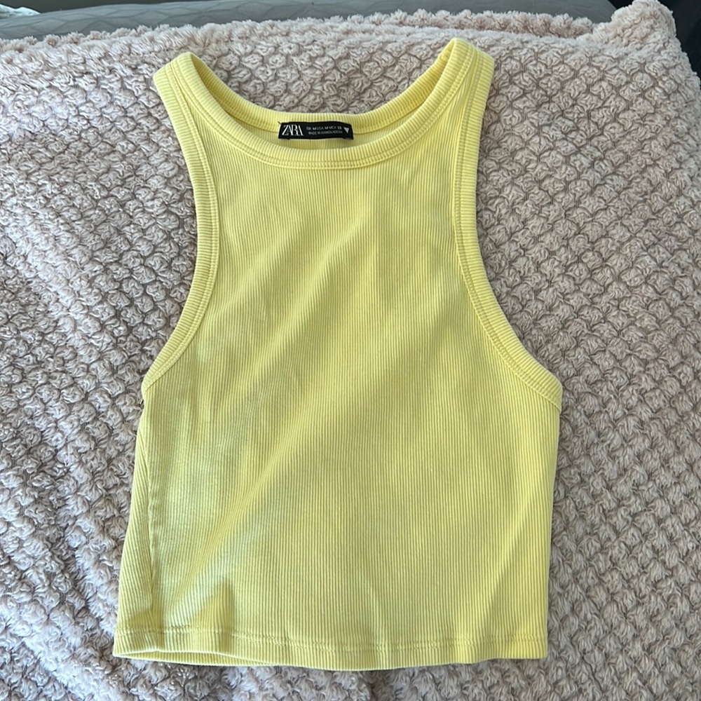 Basic Zara yellow racerback tank top